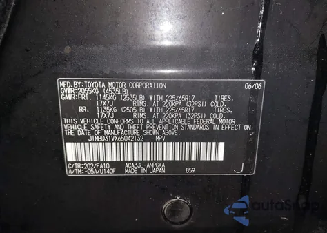 2006 Toyota Rav4 Limited z USA, uszkodzony, nr VIN JTMBD31VX65042132